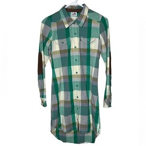 Kavu Jurnee Shirt Dress in Woods Green Plaid